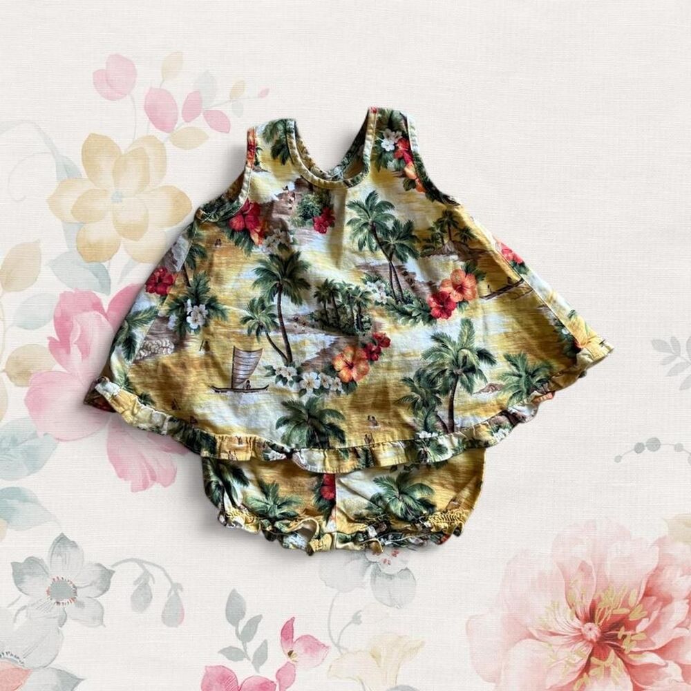 Vintage Hilo Hattie Hawaiian 6-12 month Girls set Tropical Vacation Baby